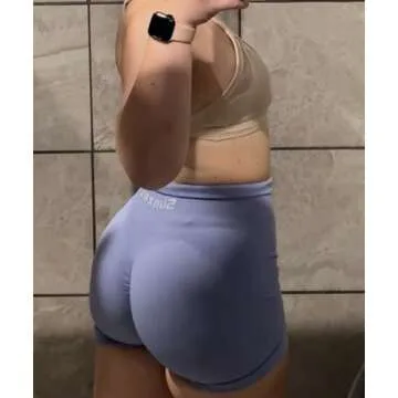 Sunzel Workout Biker Shorts Women Scrunch Butt Lifting Seamless Shorts High Waist Stretch Booty Short for Gym Yoga Running, 5 inches Lilac