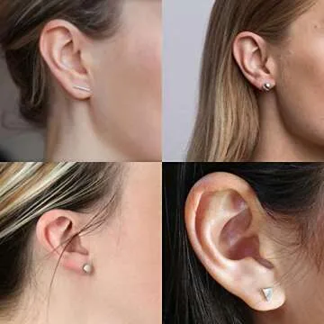 Stylish 925 Sterling Silver Hypoallergenic Stud Earrings Set