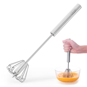 Newness Whizzy Whisk - Stainless Steel Semi-Automatic Whisk Blender for Home - Versatile Tool for Eg...