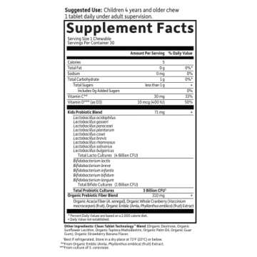 Organic Probiotics for Kids with Vitamins C & D - Strawberry Banana