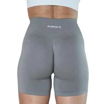 AUROLA Intensify Workout Shorts for Women Seamless Scrunch Short Gym Yoga Running Sport Active Exercise Fitness Shorts(XL,Gull Grey)