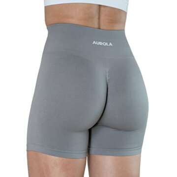 AUROLA Intensify Workout Shorts for Women Seamless Scrunch Short Gym Yoga Running Sport Active Exercise Fitness Shorts(XL,Gull Grey)