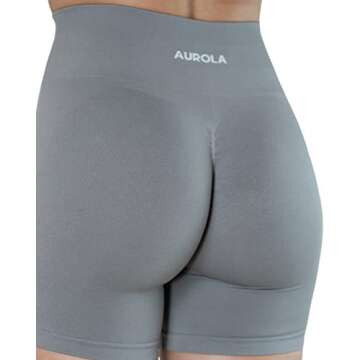 AUROLA Intensify Workout Shorts for Women Seamless Scrunch Short Gym Yoga Running Sport Active Exercise Fitness Shorts(XL,Gull Grey)
