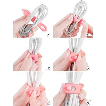 Stylish ELFRhino Pink Cable Organizer Straps - Set of 6