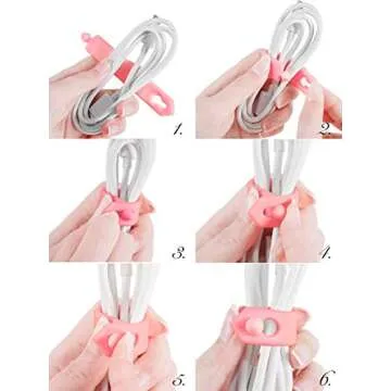 Stylish ELFRhino Pink Cable Organizer Straps - Set of 6