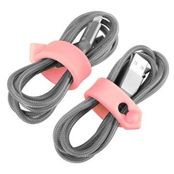 Stylish ELFRhino Pink Cable Organizer Straps - Set of 6