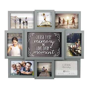 Malden International Designs Gray Cherish Every Moment 8-Opening Sentiment Dimensional Picture Frame...