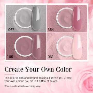 AZUREBEAUTY Dip Powder Nail Kit, 4 Colors Gentle Nude Pink Neutral Skin Dipping Powder System Liquid...