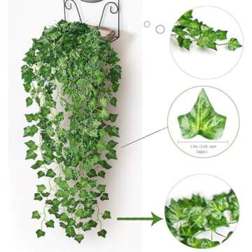 12 Pack Fake Vines for Room Decor Artificial Ivy Garland with Clip Green Flowers Hanging Plants Faux...