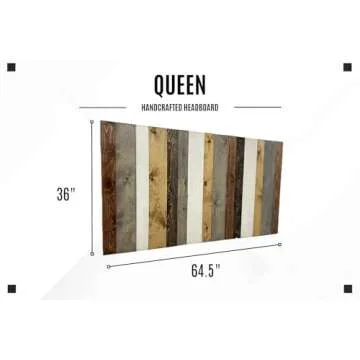 Barn Walls Solid Wood Headboard Queen Size Rustic Mix with Smooth Natural Wood Grain, Handcrafted Wa...