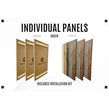 Barn Walls Solid Wood Headboard Queen Size Rustic Mix with Smooth Natural Wood Grain, Handcrafted Wall-Mounted Panel Head Board, Adjustable Height, Modern Rustic Bedroom, Built to Last