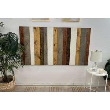 Barn Walls Solid Wood Headboard Queen Size Rustic Mix with Smooth Natural Wood Grain, Handcrafted Wall-Mounted Panel Head Board, Adjustable Height, Modern Rustic Bedroom, Built to Last
