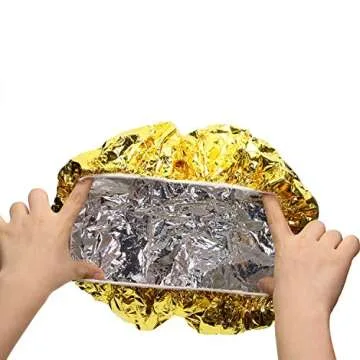 Tupalizy 4PCS Deep Conditioning Heat Cap Aluminum Foil Shower Cap for Women Natural Hair Dying Lifting Color Hot Oil Treatments Processing Caps for Nourishing Hair Salon Spa Home Use, Gold and Silver