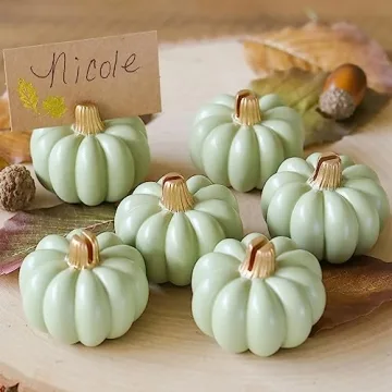 Kate Aspen Fall Decor Mini Green Pumpkin Place Card Holders (Set of 6)