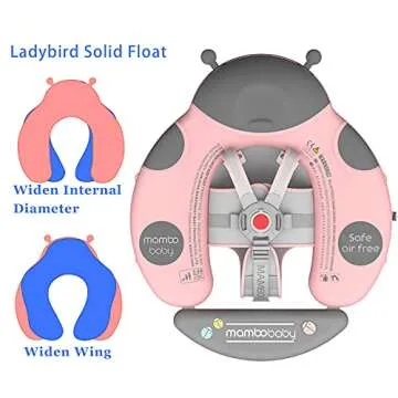 Preself Baby Float Swim Trainer Over UPF 50+ Sun Canopy Ladybug Mambobaby Infant Soft Solid Infant Pool Float (Pink)