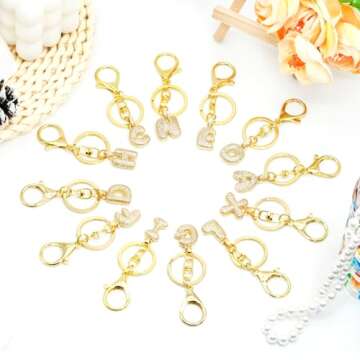 SKYFUN Personalized Initial Letter Keychains - A-Z Style