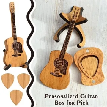 Sheremart Acoustic Guitar Box with Picks & Stand