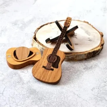 Sheremart Acoustic Guitar Box with Picks & Stand
