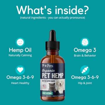 Organic Hemp Oil for Dogs and Cats - Liquid Supplement for Calming, Hip & Joint Support, and Overall...