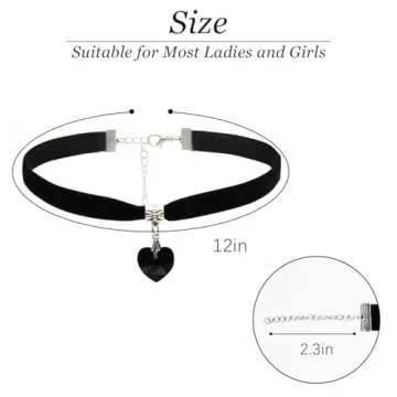 ISCASSE Adjustable Black Velvet Heart Choker Necklace