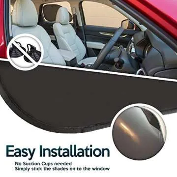 ZONETECH Car Side and Rear Window Cling On Sun Shades – 4 Pack Premium Quality Mesh Pop-Up No Suction Cups Needed Sun-Shield- Protects Kids, Baby and Pets from Glare and UV Rays-Fits Most Vehicle