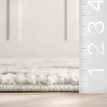 nuLOOM 4x6 Ansley Moroccan Tassel Area Rug, Light Grey, High-Low Textured Bohemian Design, Plush Hig...