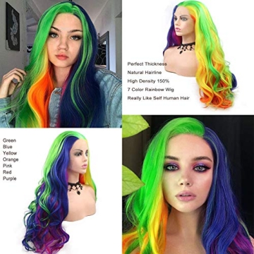 Multi-Colored Rainbow Lace Front Wigs for All Occasions