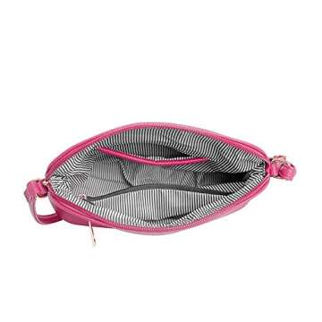 SG SUGU Lunar Lightweight Medium Dome Crossbody Bag Shoulder Bag with Double Tassels | Zipper Pocket | Adjustable Strap|Fuchsia