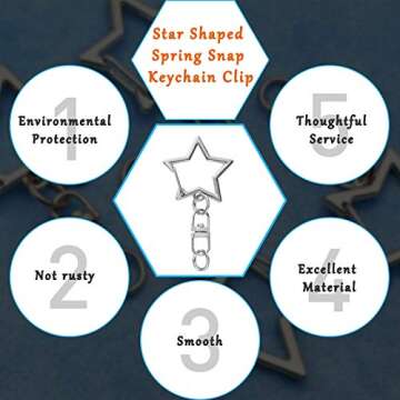 60Pcs Star Shaped Spring Snap Keychain Clip,Metal Swivel Clasp Snap Hook Key Ring with Chain Hanging Buckle with Open Jump Ring Connector for DIY Crafts Key Ring Making,Keychain Accessories