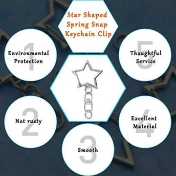 60Pcs Star Shaped Spring Snap Keychain Clip,Metal Swivel Clasp Snap Hook Key Ring with Chain Hanging Buckle with Open Jump Ring Connector for DIY Crafts Key Ring Making,Keychain Accessories