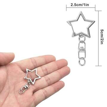 60Pcs Star Shaped Spring Snap Keychain Clip,Metal Swivel Clasp Snap Hook Key Ring with Chain Hanging Buckle with Open Jump Ring Connector for DIY Crafts Key Ring Making,Keychain Accessories