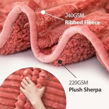 UINIU Sherpa Fleece Weighted Blanket for Adults Queen Size 15lbs, Soft Cozy Flannel Heavy Throw Blan...