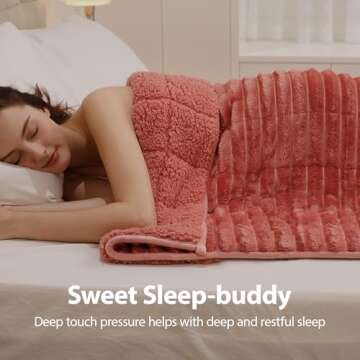UINIU Sherpa Fleece Weighted Blanket for Adults Queen Size 15lbs, Soft Cozy Flannel Heavy Throw Blanket for Relax and Deep Sleep, 3D Ribbed Warm Fleece Weighted Blankets for Couch and Bed, 60" x 80"