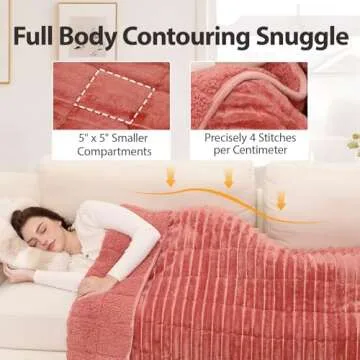 UINIU Sherpa Fleece Weighted Blanket for Adults Queen Size 15lbs, Soft Cozy Flannel Heavy Throw Blanket for Relax and Deep Sleep, 3D Ribbed Warm Fleece Weighted Blankets for Couch and Bed, 60" x 80"