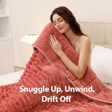 UINIU Sherpa Fleece Weighted Blanket for Adults Queen Size 15lbs, Soft Cozy Flannel Heavy Throw Blanket for Relax and Deep Sleep, 3D Ribbed Warm Fleece Weighted Blankets for Couch and Bed, 60" x 80"