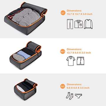 BAGSMART Keep Shape Packing Cubes for Travel, 6 Set Travel Cubes for Packing, Lightweight Suitcase Organizer Bags Set for Travel Essentials Grey