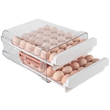 Sooyee 60 Capacity Egg Container - Household Egg Holder, Transparent