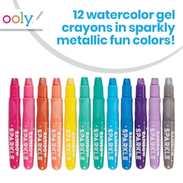 OOLY Rainbow Sparkle Metallic Gel Crayons Set for Kids