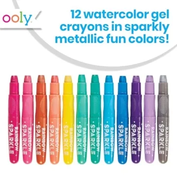 OOLY Rainbow Sparkle Metallic Gel Crayons Set for Kids