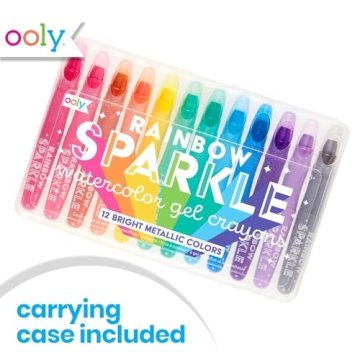 OOLY Rainbow Sparkle Metallic Gel Crayons Set for Kids