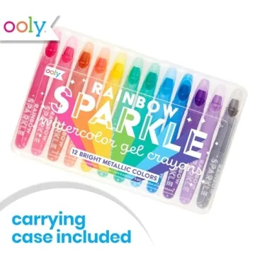 OOLY Rainbow Sparkle Metallic Gel Crayons Set for Kids