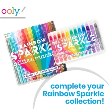 OOLY Rainbow Sparkle Metallic Gel Crayons Set for Kids