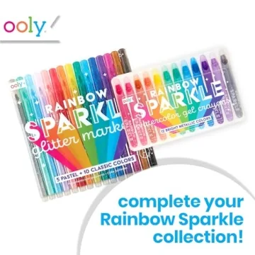 OOLY Rainbow Sparkle Metallic Gel Crayons Set for Kids