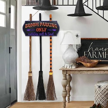 ORIENTAL CHERRY Broom Parking Sign & Wooden Brooms