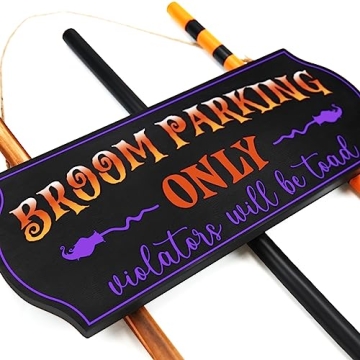 ORIENTAL CHERRY Broom Parking Sign & Wooden Brooms