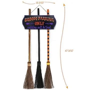 ORIENTAL CHERRY Broom Parking Sign & Wooden Brooms
