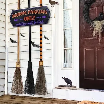 ORIENTAL CHERRY Broom Parking Sign & Wooden Brooms
