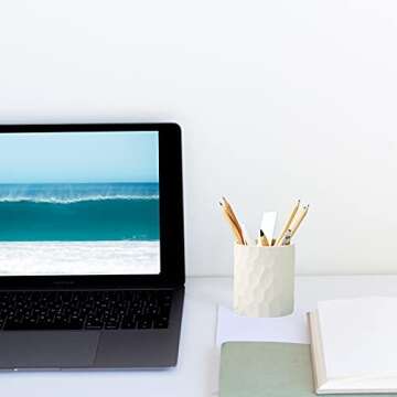 minimaliving Pen Holder,Nordic Style Silicone Waterproof Pencil Holder for Desk Simple&Modern Minimalist Makeup Organizer Multifunctional Office Supplies for Home,Kids and School(Beige)