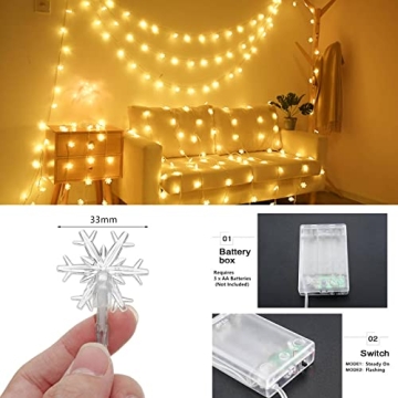 CESOF 20 Ft Snowflake LED String Lights for Festive Decor