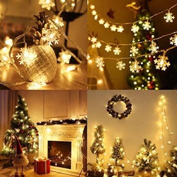 CESOF 20 Ft Snowflake LED String Lights for Festive Decor